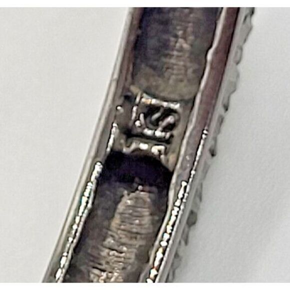 Marcasite Hinged Gunmetal Bangle Bracelet safety Clasp 2.25in dia ST signed - Picture 5 of 5